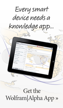 Every smart device needs a knowledge app. Get the Wolfram|Alpha App. Every smart device needs a knowledge app. Get the Wolfram|Alpha App.