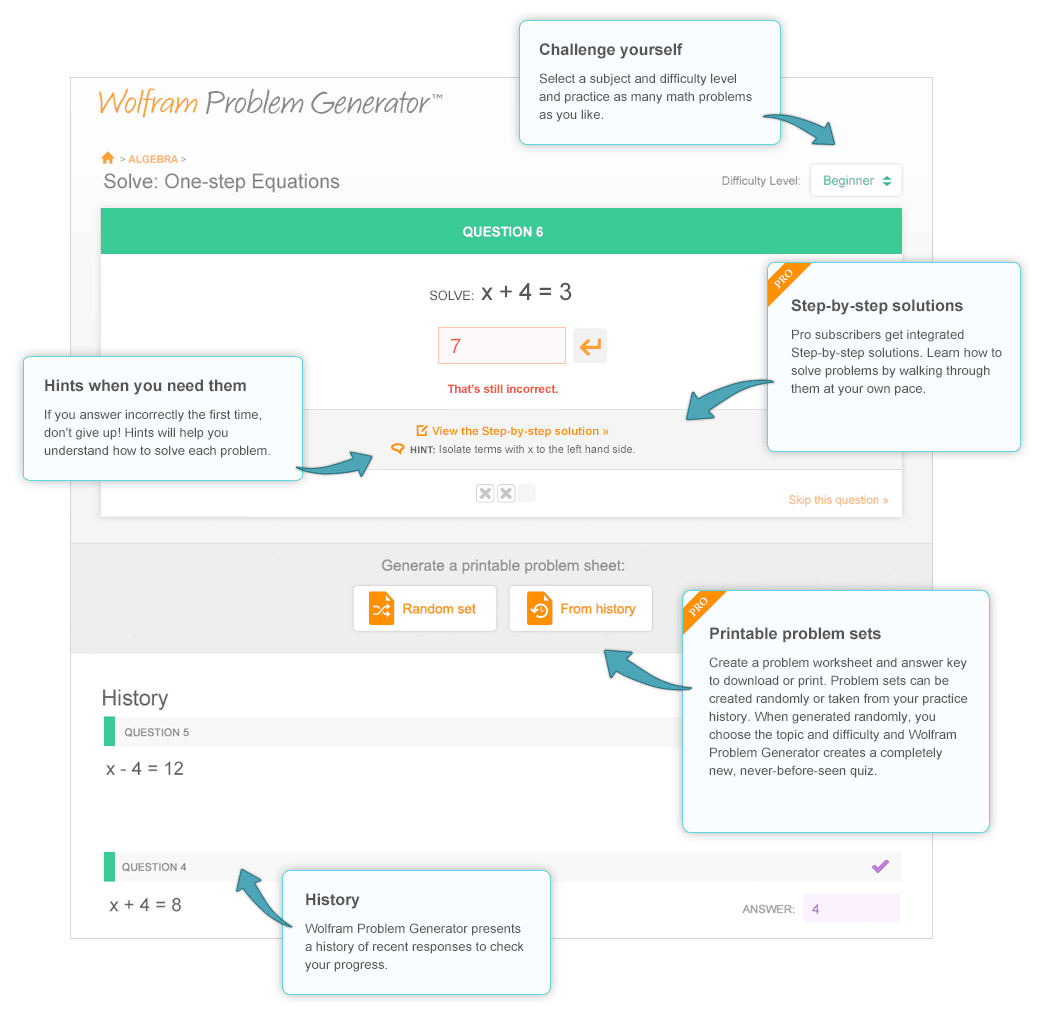 Wolfram Problem Generator Online Practice Questions Answers